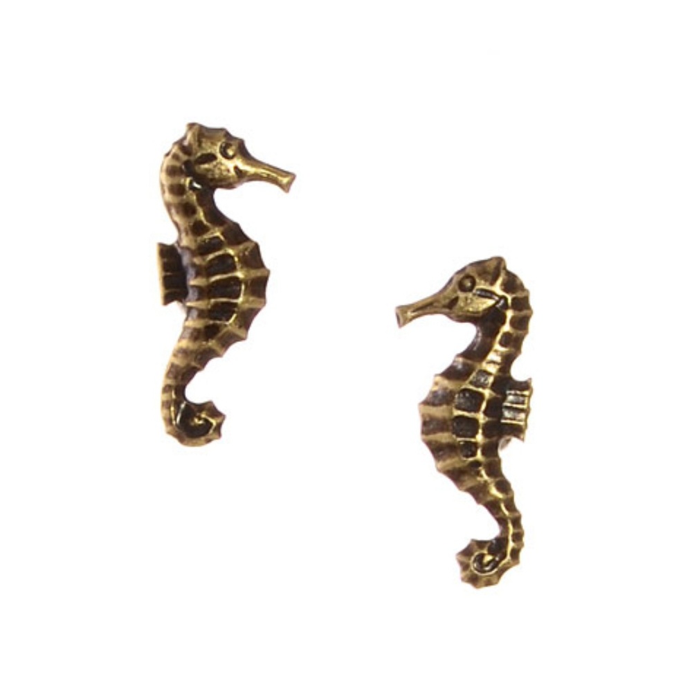 NEW Seahorse Earrings in Antique Brass Ear Posts